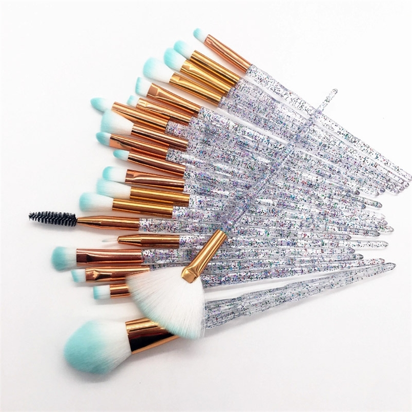 20pcs Diamond Makeup Brush Set Professional Cosmetics Brushes Foundation Blush Eyeshadow Contour Beauty Make Up Tool 220623