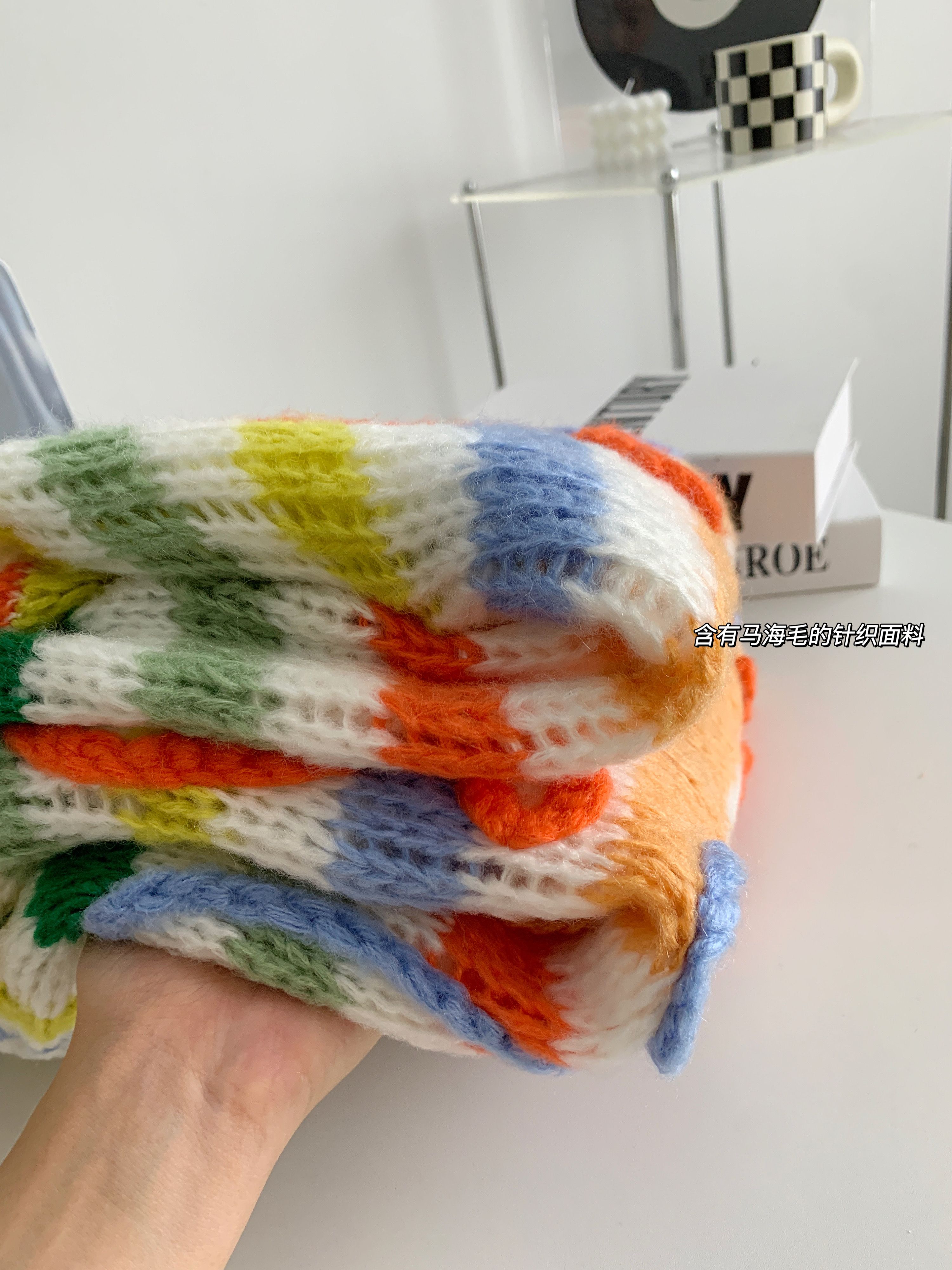 Women's Sweaters Women's Sweaters Long Sleev Mohair Vintage Sweater Woman Winter Crewneck Wool Rainbow Stripe Knit Pullover Design Clothing
