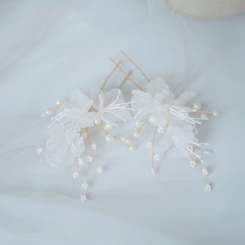 Bridal Jewelry Flower Floral Headpieces Headdress Pearl Hair Clips Pins Women Girl Bridesmaids Hairpin Bride Wedding Accessories 0615