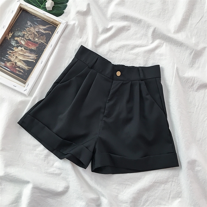 High Waisted Shorts Women Simple Japanese Style Chic Casual Soft Daily Ladies Trousers Basic Loose Ins Woman Bottom All match 220630