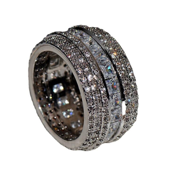 Choucong Wedding Rings Top Sell Drop Ship Luxury Jewelry 925 Sterling Silver Princess Cut White Topaz CZ Diamond Gemstones Promise Women Engagement Ba