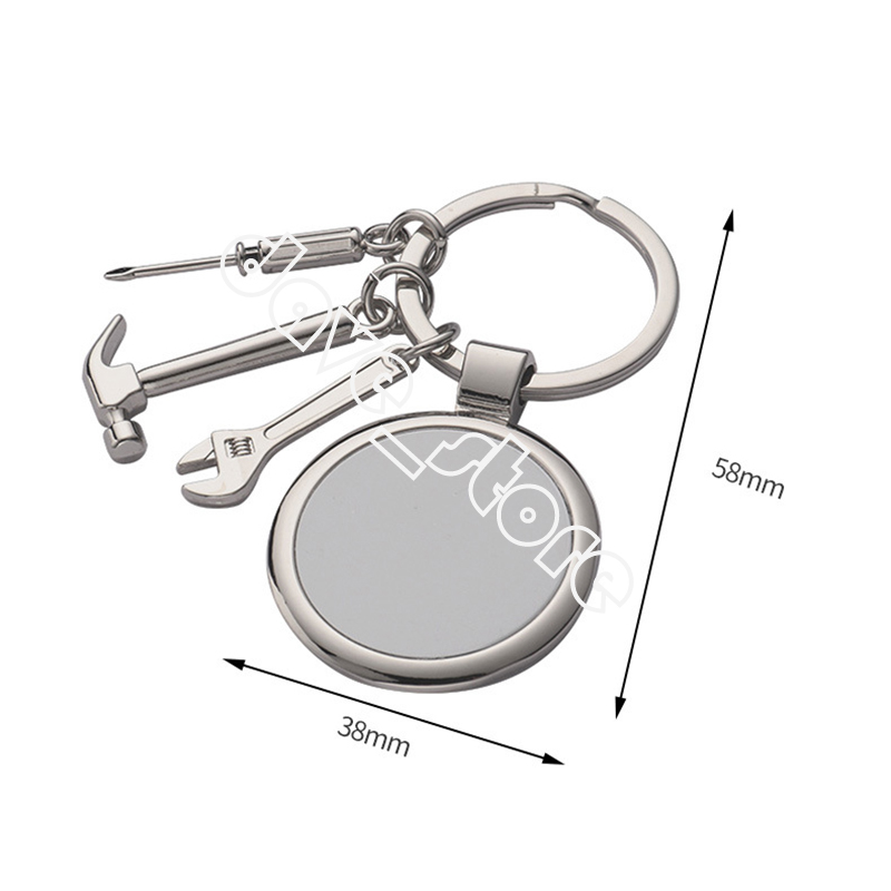 Sublimation Blank Stainless Steel Keychain Pendant Hammer Wrench Tool Heat Transfer Keychain Key Chain Father's Day Gift Keyring