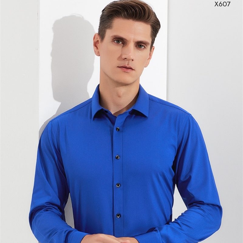 Customize men shirt long sleeve personalize solid color A725 outwear yellow pink grey 220322