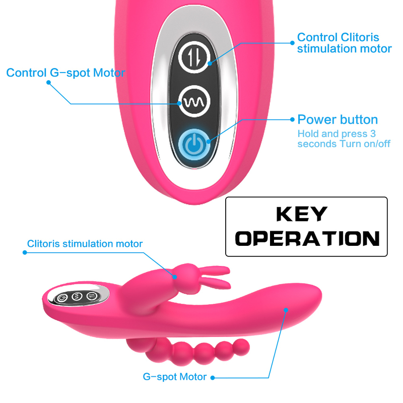 12 Function Rabbit Vibrator G-spot and P-spot Anal Triple Curve Rechargeable Dildo for Women Clit Stimulator 220325