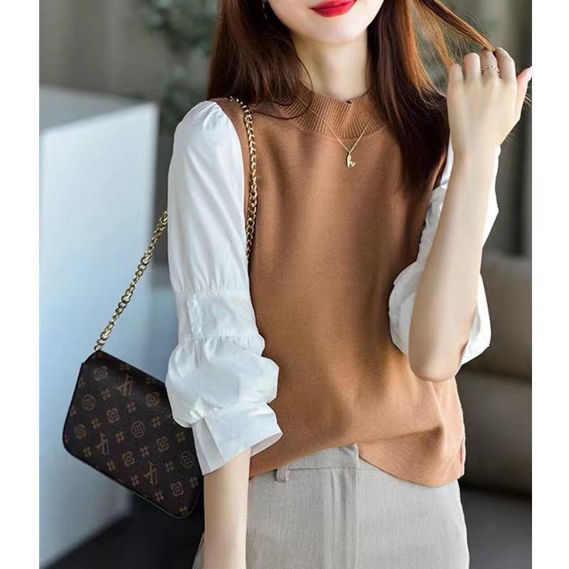 Women' Sweaters Autumn Stitching FakeTwo-piece Korean Version All-match Retro Layered Three-quarter Sleeve Round Neck SweaterTop Women, Black
Women' Sweaters Autumn Stitching FakeTwo-piece Korean Version All-match Retro Layered Three-quarter Sleeve Round Neck SweaterTop Women, Black
