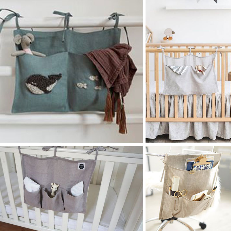 Portable Baby Care Essentials Hanging Organizers Crib Storage Cradle Baby Crib Organizer Diaper Bag Linen Baby Bed Accessories 220531