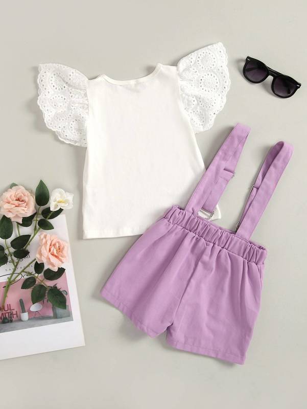 Toddler Girls Schiffy Panel Tee & Pinafore Shorts SHE