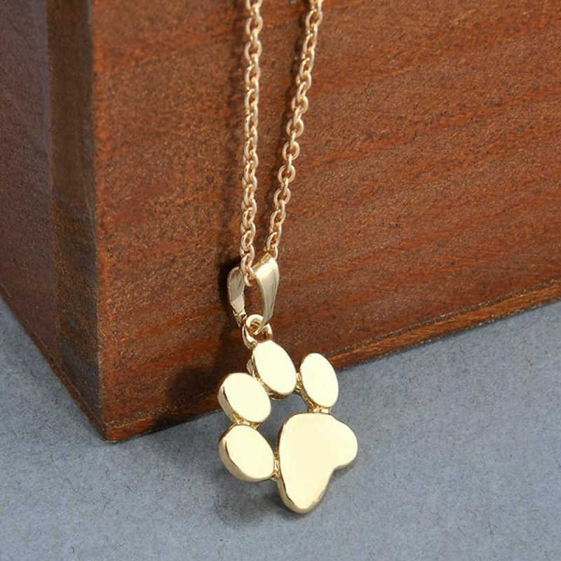 Dog Cat Paw Footprint Cute Necklace Women Silver Color Chain Lovely Animal Pendant Jewelry Kids Couple Party Gifts