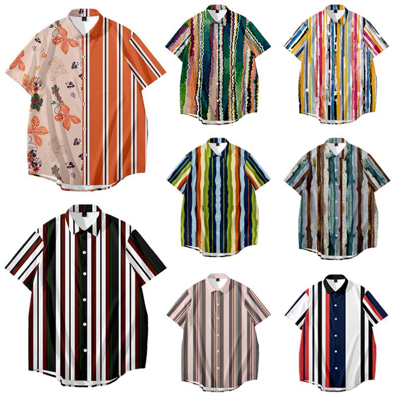 Men's Casual Shirts European And American Simple Striped Short-sleeved Digital Printing ShirtMen's, Blue
Men's Casual Shirts European And American Simple Striped Short-sleeved Digital Printing ShirtMen's, Blue
