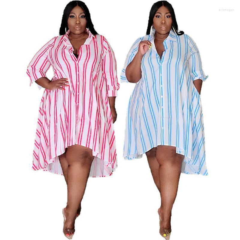Plus Size Dresses Women Elegant Fall Generous Striped Long Sleeve Lapel Single Breasted Sexy Shirt Dress Wholesale Drop Echm22, Blue
Plus Size Dresses Women Elegant Fall Generous Striped Long Sleeve Lapel Single Breasted Sexy Shirt Dress Wholesale Drop Echm22, Blue