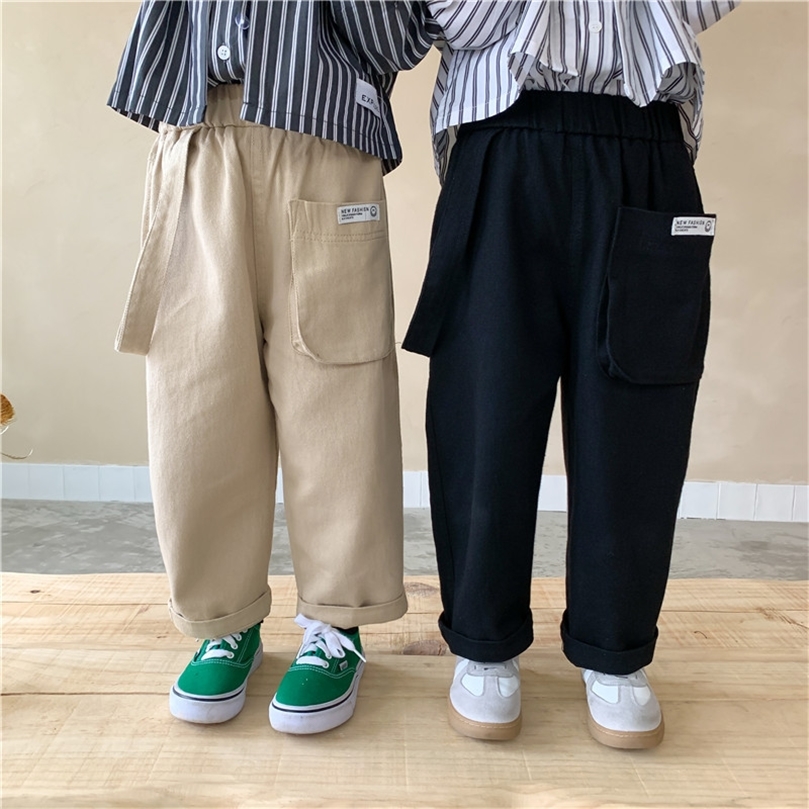 Spring Autumn unisex Children 2 colors cargo pants Kids cotton casual trousers 220512