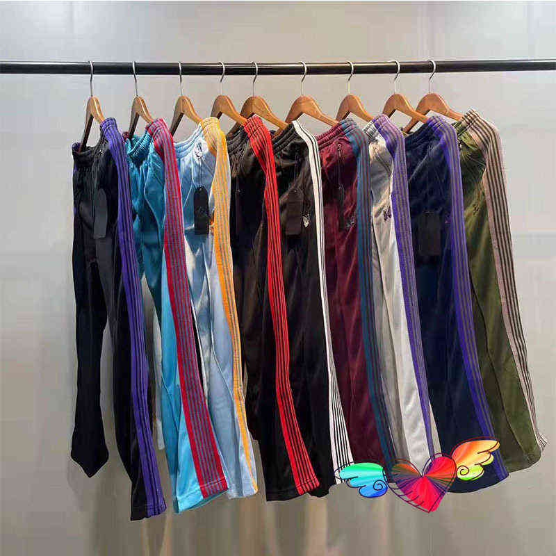 Multicolor Side Stripe Needles Pants Men Women High Quality Embroidered Butterfly AWGE Needles Track Pants Trousers T220722