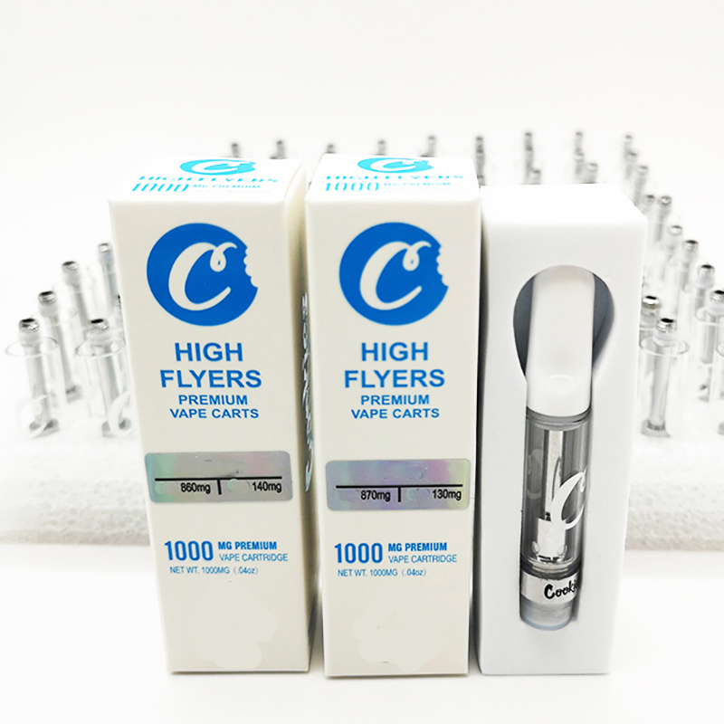 

Vape Cart Cookies High Flyers Cartridge 510 Oil Atomizers 0.8ml 1ml Ceramic Coil Cartridges Glass Tank Vaporizer Empty Vapes Carts with Packaging Box and Stickers