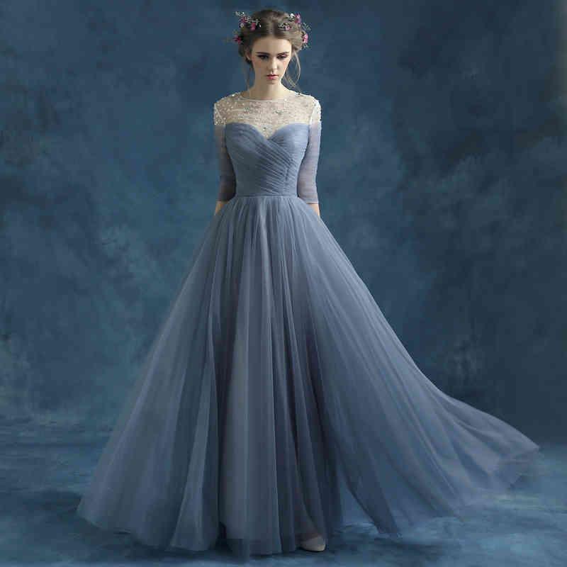 Round Neck Junior Bridesmaid Dresses Medium Sleeve Diamond Lace Appliques Backless Floor Length Satin Custom Made Cheap Prom Dress Formal Party Wear