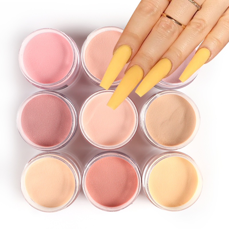 9Pcs 15g Nude Acrylic Powder Set Nail Extension Builder Carving French Manicure Dipping Powder Nail Supplies For Professionals