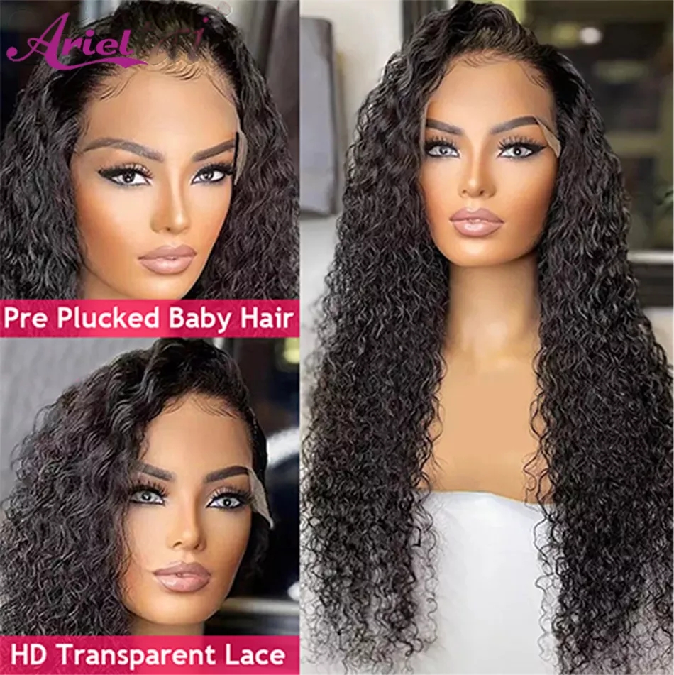 Kinky Curly Human Hair Wigs 13x4 Lace Front Wig 130% Density Brazilian Virgin Wet and Wave Curls for Black Women Pre Plucked