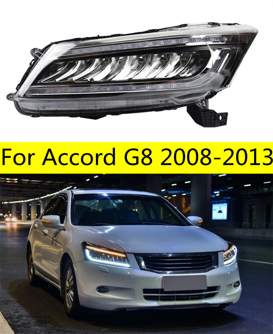 2 PCS Auto Car LED Head Light For Accord G8 2008-2013 Modified LED Lamps Headlights DRL Dual Projector Facelift