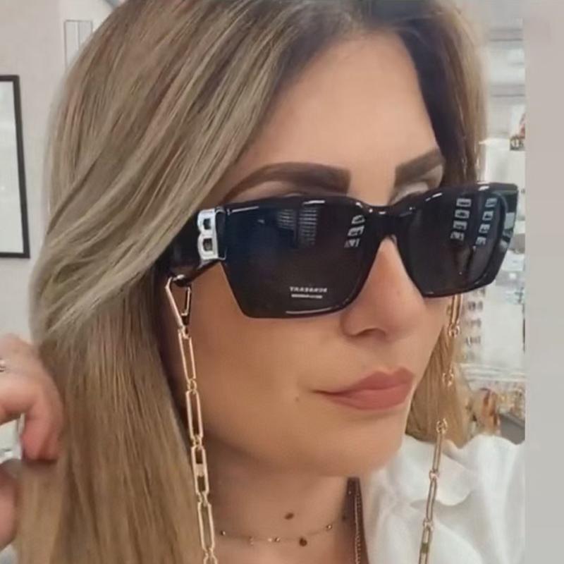 Sunglasses Brand Designer Women 2022 Trends Rectangular Frame Man Sunglass Personality Luxury Golden Letter B Decorative GlassesSunglasses