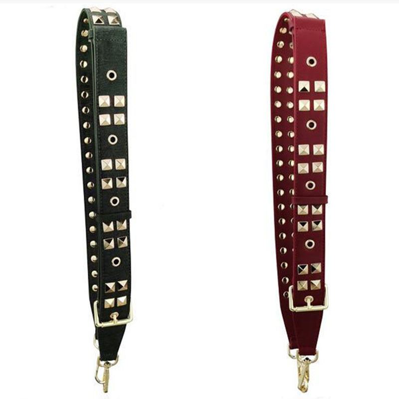 High Quality Rivet Women straps PU leather shoulder belt bags handbag accessories parts for crossbody bag Brown Red STP179 220610