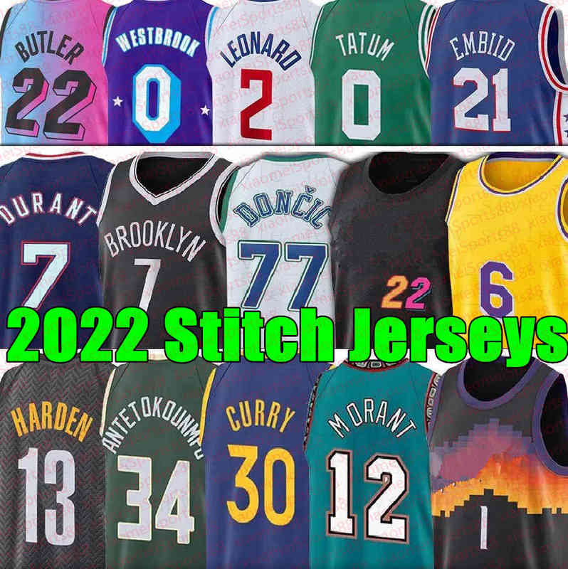 Stitched Basketball Jerseys Durant 7 Kevin LBJ Butler Luka Embiid Doncic Devin Ja Booker Lillard Morant Joel Kawhi Dwyane Curry Wade