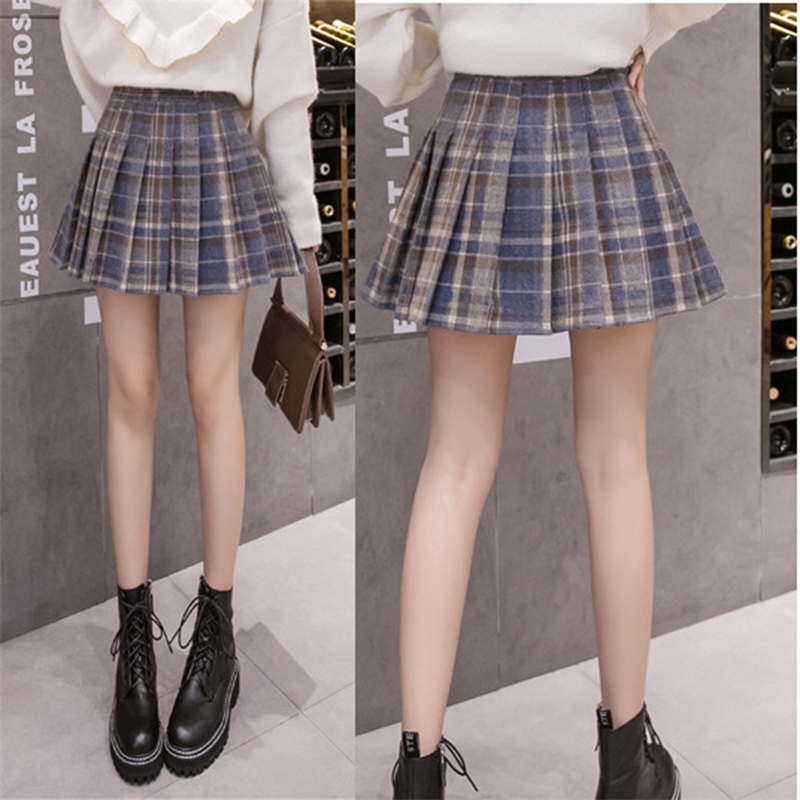 Autumn Winter Korean Skirt Shorts Women High Waist Sexy Short Mini School Pleated Gothic A Line s Female 220317