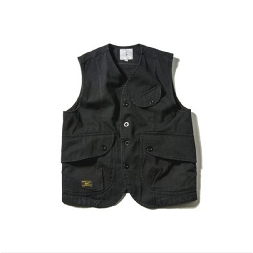 New Autumn Fashion Black Sleeveless Jacket Men Cotton Vest With Many Pockets Casual Mens Cargo Vests Waistcoat DS50103 T190828