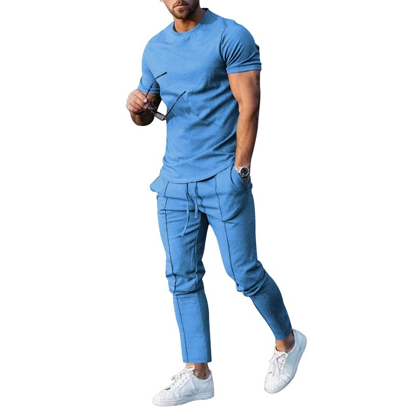 Summer mens Tracksuits sportswear round neck short sleeve Pullover T-shirt and casual pants street clothes trendsetter home clothes 2-piece set, Black
Summer mens Tracksuits sportswear round neck short sleeve Pullover T-shirt and casual pants street clothes trendsetter home clothes 2-piece set, Black