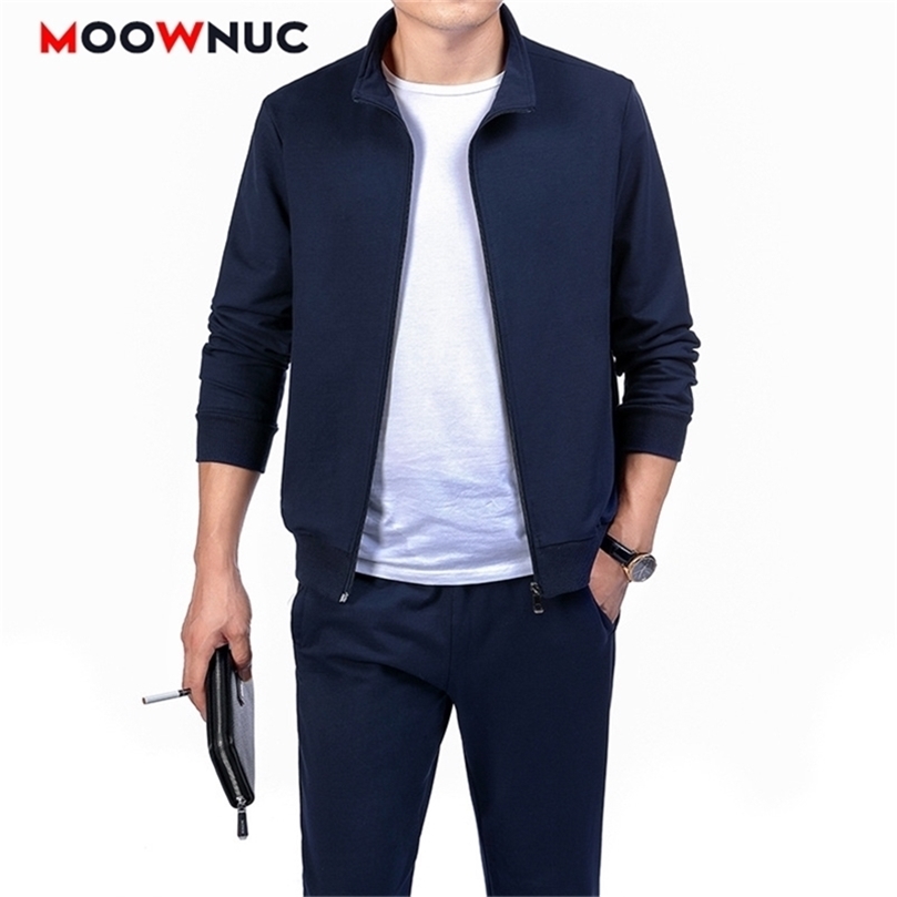 Men's Set Pant Hoodies Male Jogger Thick Loose Youth Two Piece Suit Fashion Mens Clothing Spring Casual Solid MOOWNUC 201210
