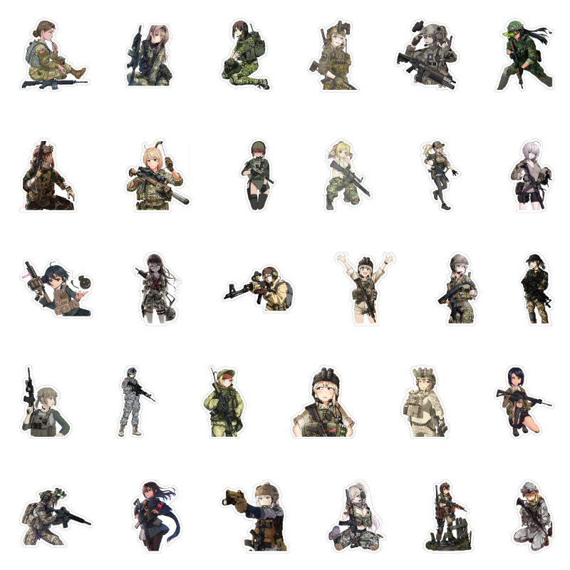50Pcs/Lot Cartoon Army woman soldier stickers female soldier graffiti Stickerfor DIY Luggage Laptop Skate Bicycle Sticker