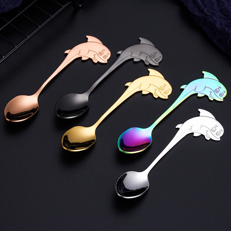Cute Dolphin Kid Spoon Small Spoon Coffee Cup Spoon