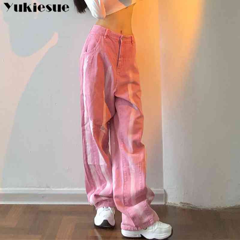 S-4XL Pink Washed Distressed Jeans Women's Design Sense Ins Inkjet Wild Trend Loose Straight Wide-leg Pants dents Trousers T220728
S-4XL Pink Washed Distressed Jeans Women's Design Sense Ins Inkjet Wild Trend Loose Straight Wide-leg Pants dents Trousers T220728