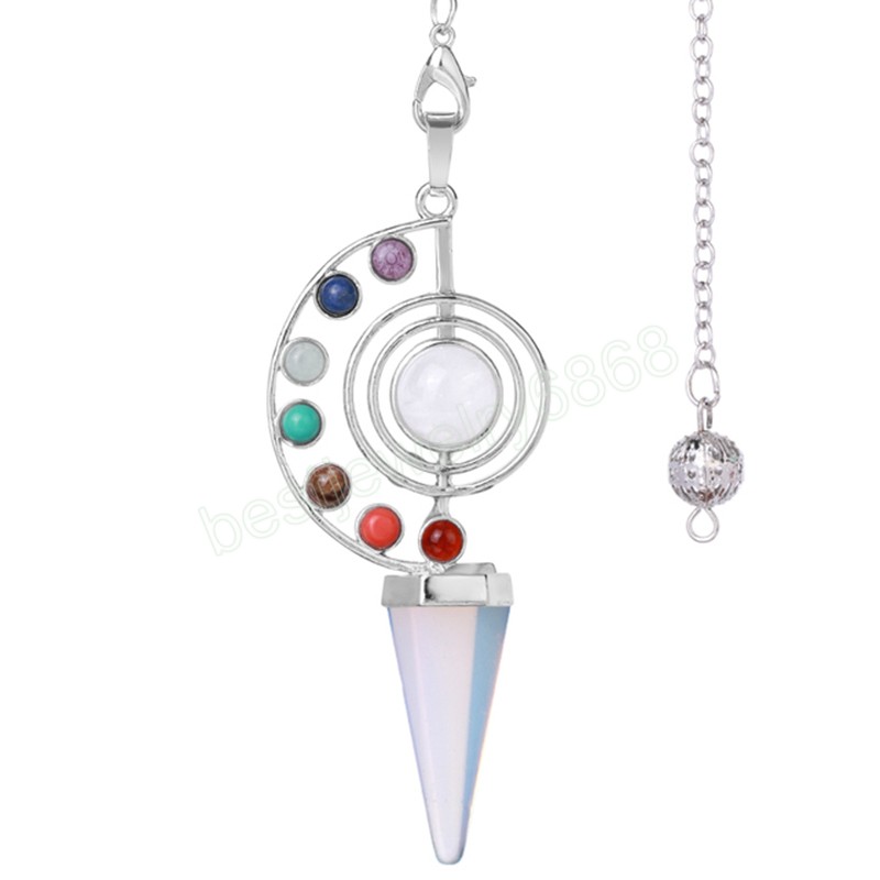 7 Chakra Crystal Pendulum for Dowsing Divination Healing Natural Stone Cone Pendant Pendulo Balancing Pendulum Amulet