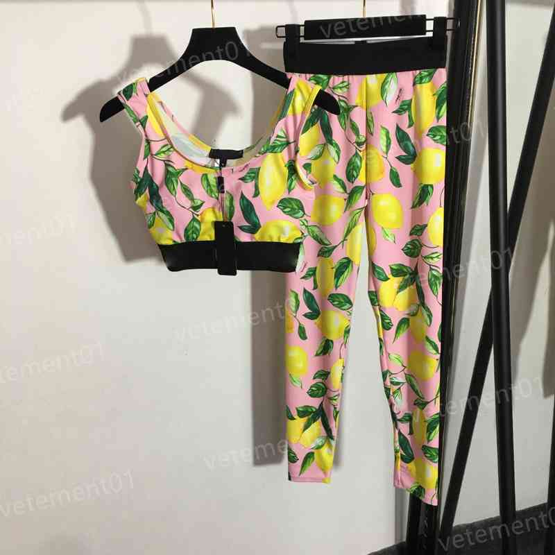 Womens Two Piece Pants Lemon Print Camisole And Stretch Thin Leggings Yoga Wear Sports 2 Piece Sets Luxury Designer Tracksuits
Womens Two Piece Pants Lemon Print Camisole And Stretch Thin Leggings Yoga Wear Sports 2 Piece Sets Luxury Designer Tracksuits