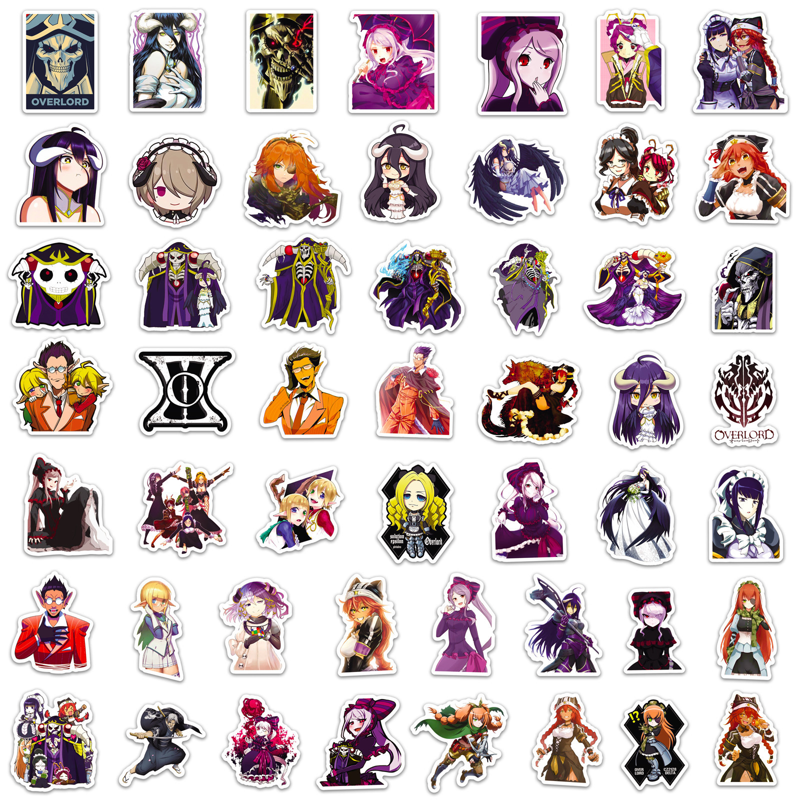50Pcs Anime Overlord Stickers Momonga Albedo Sticker For Laptop Waterproof Graffiti Skateboard Sticker DIY Toy Decals Motorcycle