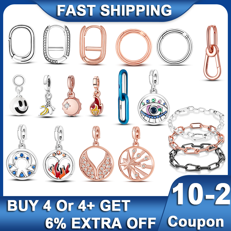 925 Sterling Silver Dangle Charm Me Series Link Earring Styling Two-ring Connector The Eye Medallion Pendant Fit Pandora Charms Bracelet DIY Jewelry Accessories
925 Sterling Silver Dangle Charm Me Series Link Earring Styling Two-ring Connector The Eye Medallion Pendant Fit Pandora Charms Bracelet DIY Jewelry Accessories