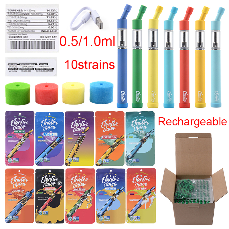 Jeeter Juice E cigarettes Kits Rechargeable Disposables Live Resin Vapes Pens 0.5ml 1.0ml empty Pod 180mah Vape Pens
Jeeter Juice E cigarettes Kits Rechargeable Disposables Live Resin Vapes Pens 0.5ml 1.0ml empty Pod 180mah Vape Pens