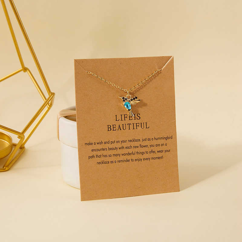 Cute New Necklace Hummingbird Birds Women Pendant Gold Color Clavicle Chain Fashion Choker Girls Party Jewelry
