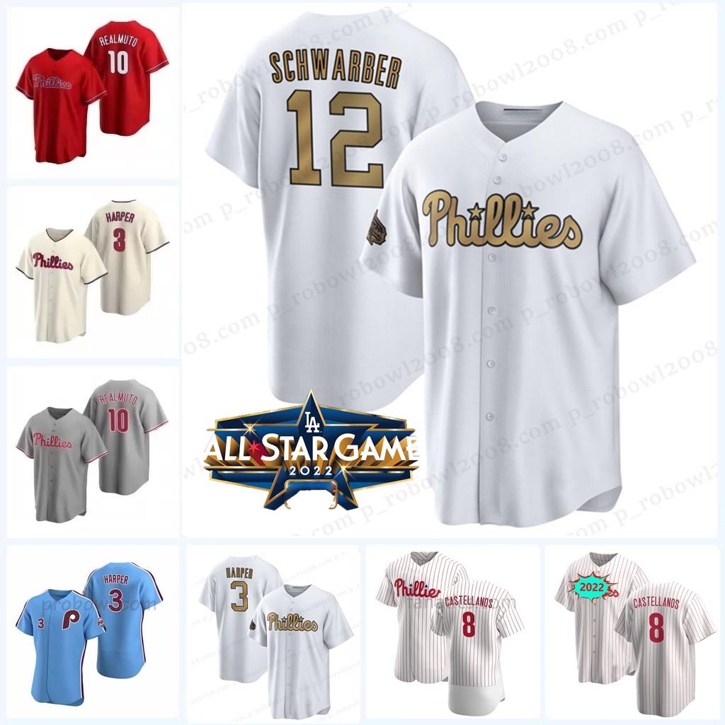 12 Kyle Schwarber 2022 All-Star PhilliesJersey 3 Bryce Harper Nick Castellanos Odubel Herrera J.T. Realmuto Alec Bohm Rhys Hoskins Matt Joyce Brad Miller Aaron Nola, Youth cool base all-star