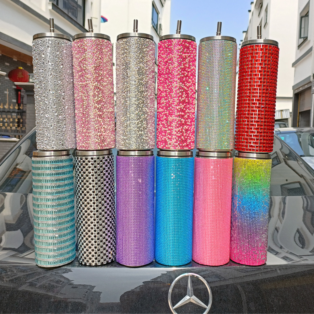 20oz Crystal Glitter Tumbler Diamond Bling Rhinestone Finishes skinny Straight Cup 304 Stainless Steel Vacuum Bottle with Straw and Brush, Random color
20oz Crystal Glitter Tumbler Diamond Bling Rhinestone Finishes skinny Straight Cup 304 Stainless Steel Vacuum Bottle with Straw and Brush, Random color