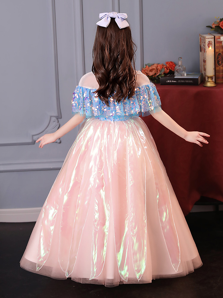 2023 New Princess Flower Girl Dresses For Weddings Jewel Neck Lace Applique sequined ball gown Girls Pageant Birthday Prom Gowns