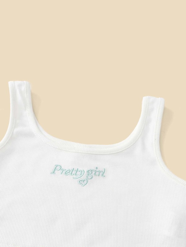 Girls Letter Embroidered Tank Top and Tie Dye Pants Set SHE