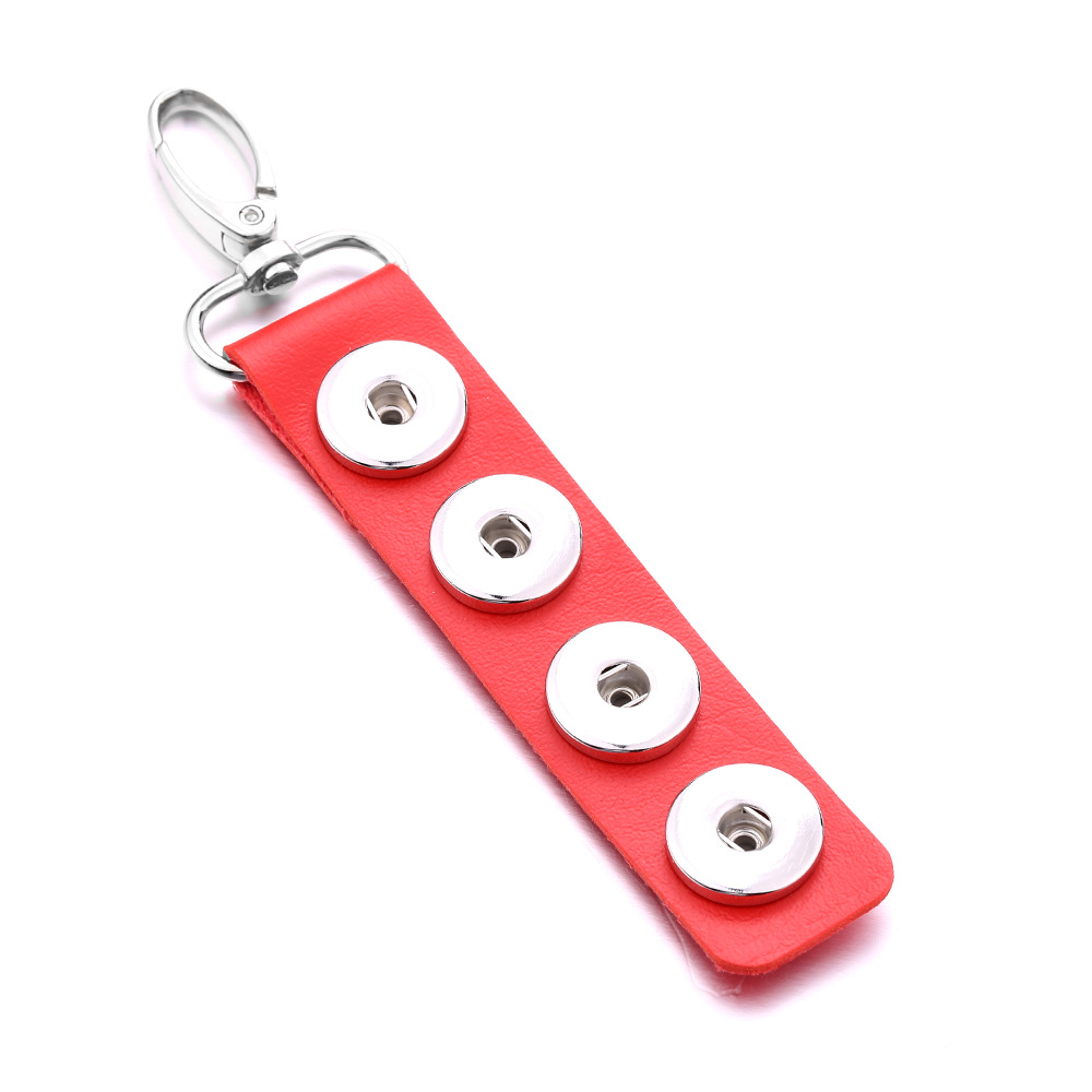 Snap Key Chain For Keyring Women PU Leather Keychain Bag Pendant Fit 18/20mm Button Snap Jewelry