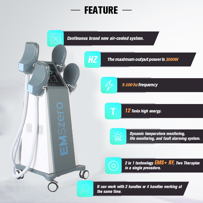 RF 4 Handles EMS Muscle Stimulator Building Fat Removal emt Machine with Portable Pelvic Floor Rehabilitation Seat Cushion