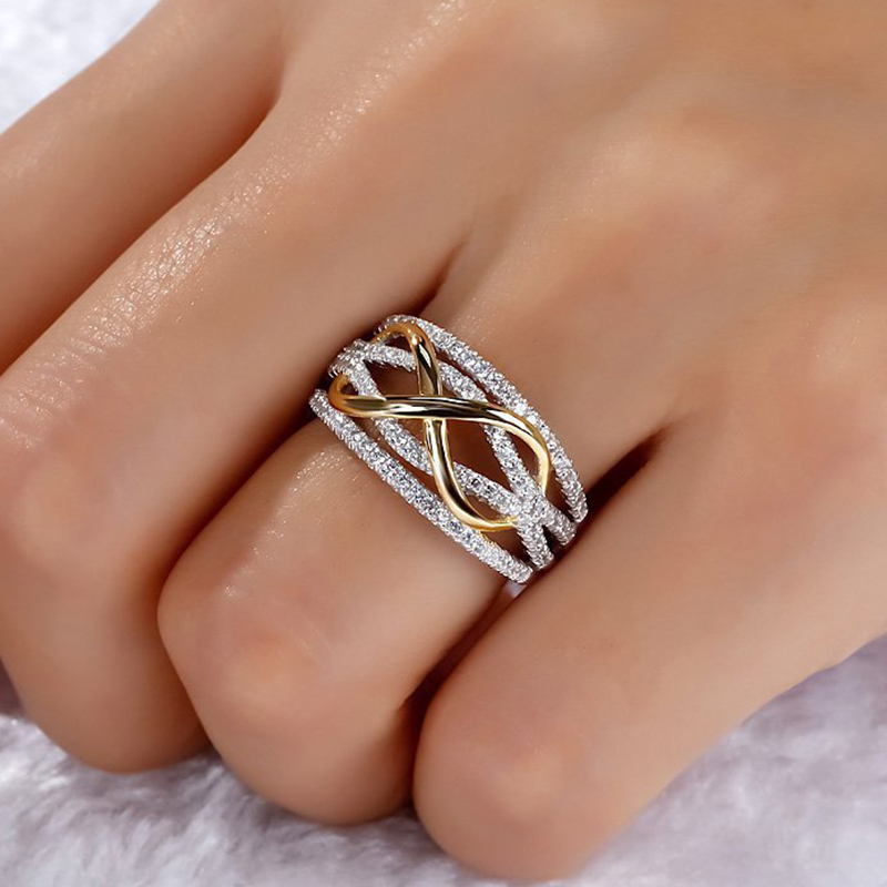 Fashion Infinity Love Rings Geometric Twist Cross rhinestones Wedding Engagement Ring for Woman Girls Gift 220716