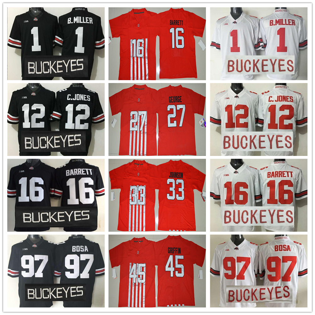 NCAA Ohio State Buckeyes College Football Jersey Braxton Miller Cardale Jones Ezekiel Elliott J.T Barrett Joey Bosa Pete Johnson Eddie George Griffin Bosa jeyseys, As picture
NCAA Ohio State Buckeyes College Football Jersey Braxton Miller Cardale Jones Ezekiel Elliott J.T Barrett Joey Bosa Pete Johnson Eddie George Griffin Bosa jeyseys, As picture