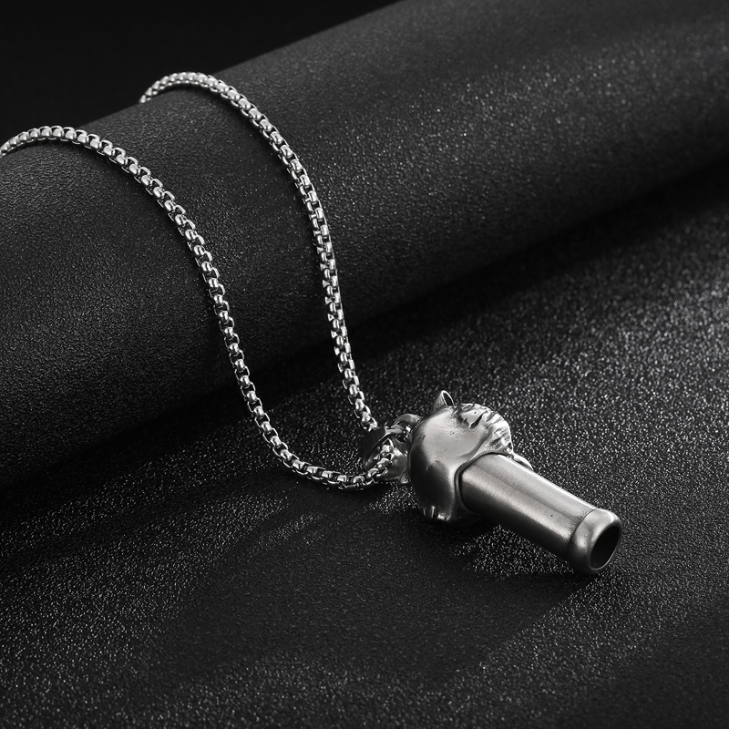 Cool Whistle Pendant Necklace Biker Lion Charm Pendants Stainless Steel Rolo Chain 24 Inch for Mens Gifts