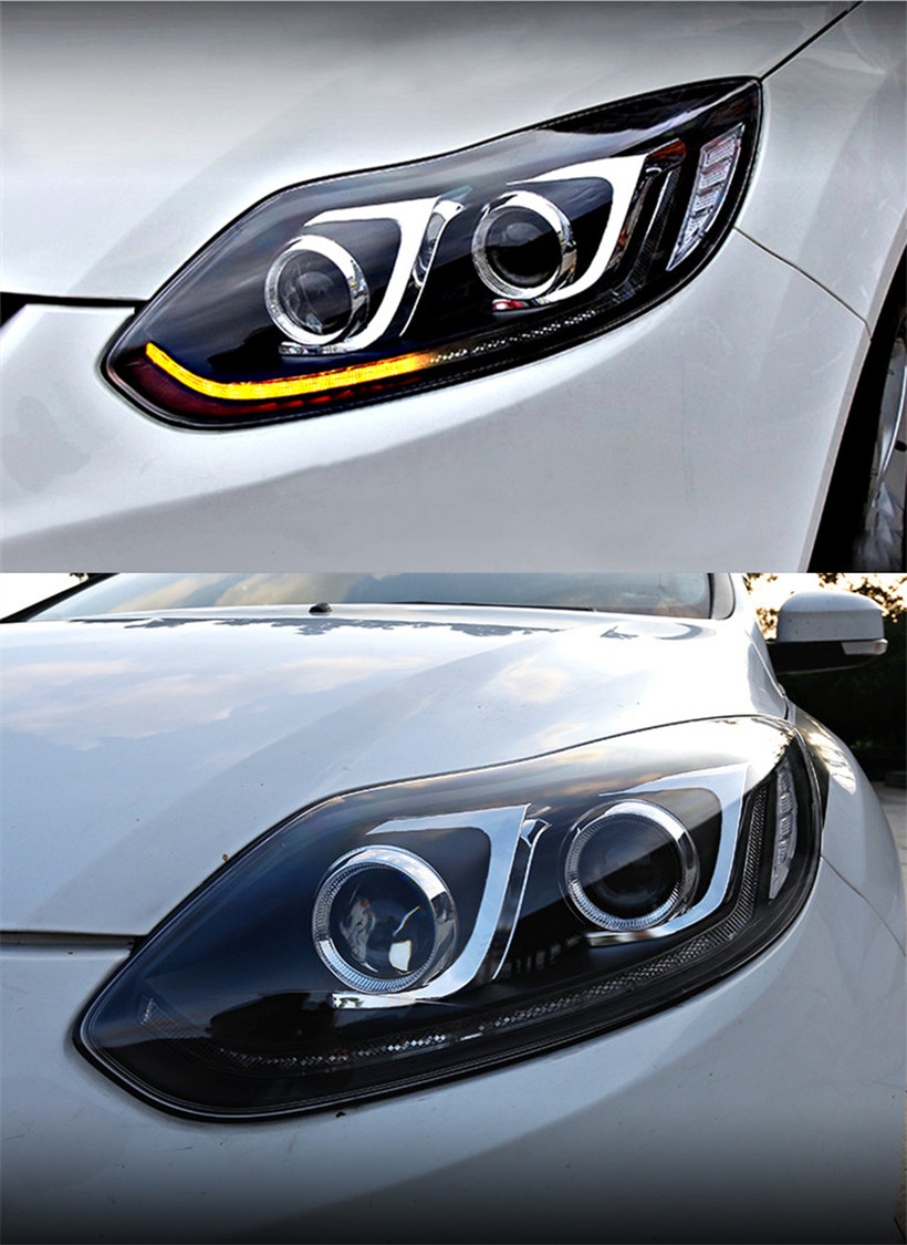 Auto Tuning LED Headlight for Ford Focus 20 12-2014 Car Daytime Running Lights LED Turn Signal Headlights Facelift