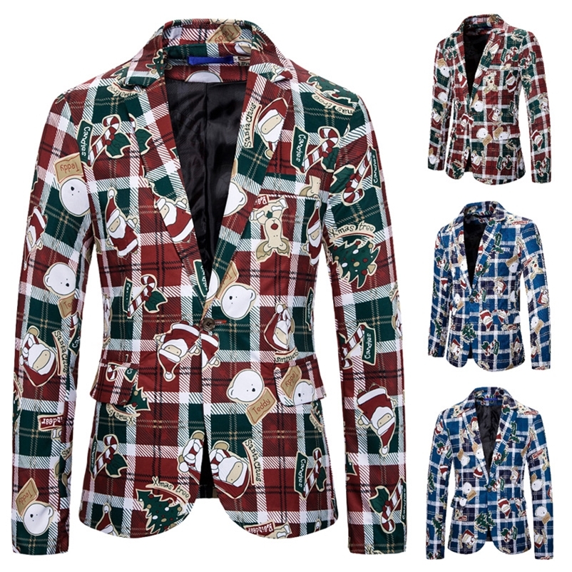 Men's Suits Blazers Fashion Men Santa Printing Blazer Slim Party Single Breasted Suit Jacket Men Xmas party Long Sleeve Coat 220826, Red
Men's Suits Blazers Fashion Men Santa Printing Blazer Slim Party Single Breasted Suit Jacket Men Xmas party Long Sleeve Coat 220826, Red