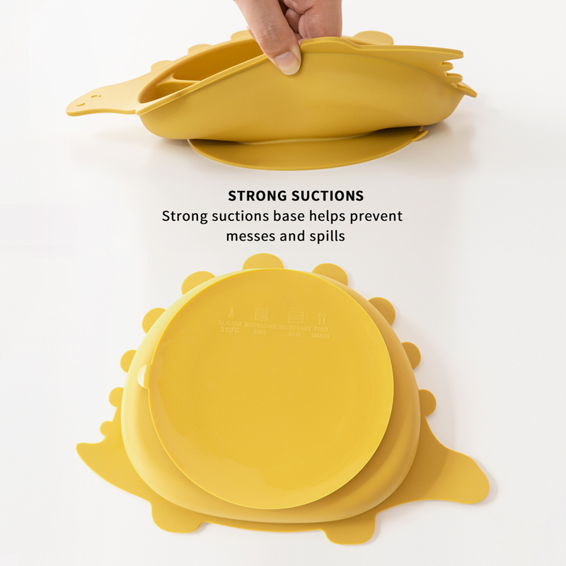 BPA Free Baby Silicone Sucker Bowl Plate Children's Tableware Training Fork Spoon Portable Feeding Snack Cup Dining Appliance 220512