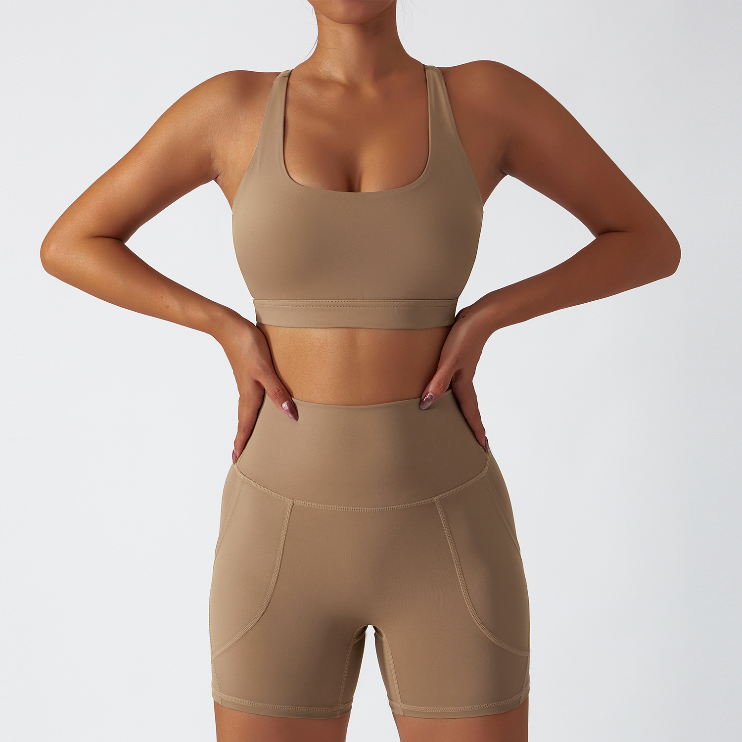 Yoga Suit Summer Breathable Training Sports Suits Female High Waist Hip Lift Running sets Fitness Clothes, 6410-2 bra shorts camel brown
Yoga Suit Summer Breathable Training Sports Suits Female High Waist Hip Lift Running sets Fitness Clothes, 6410-2 bra shorts camel brown